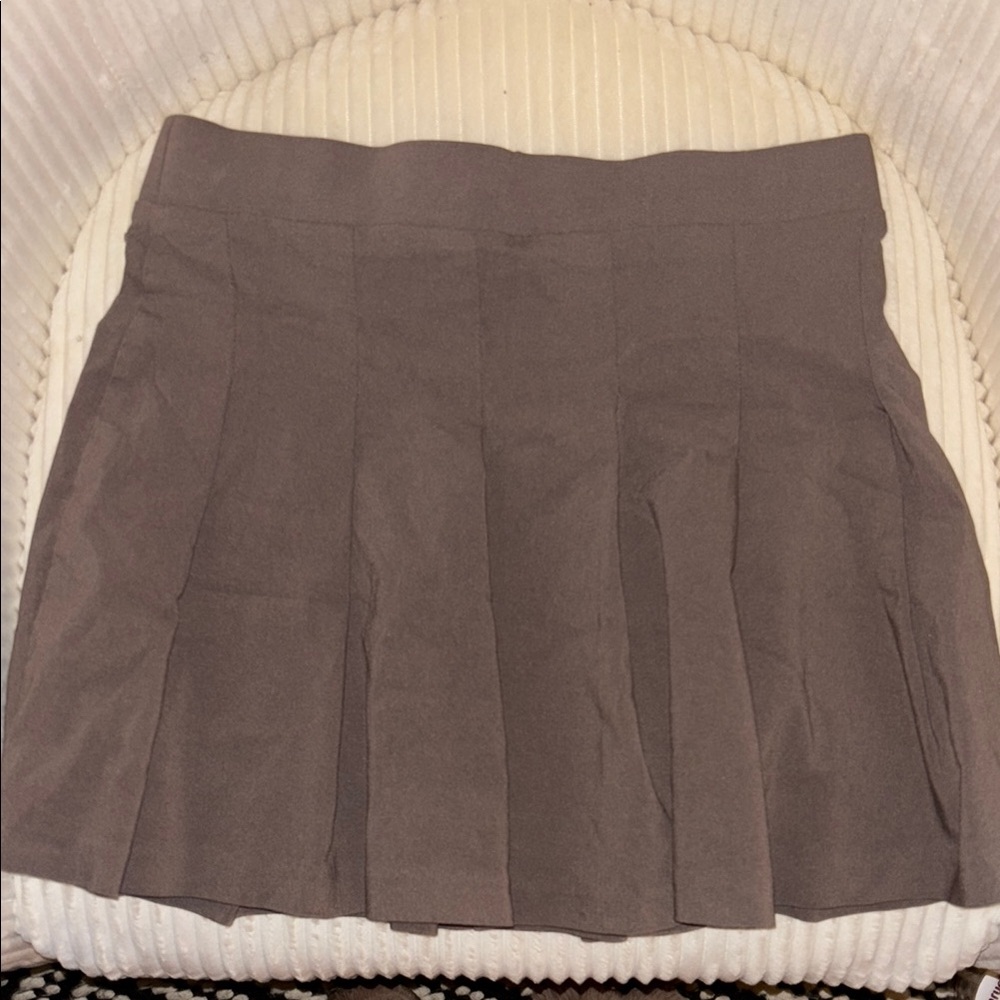 Gray Mini A-line Pleated Skirt
